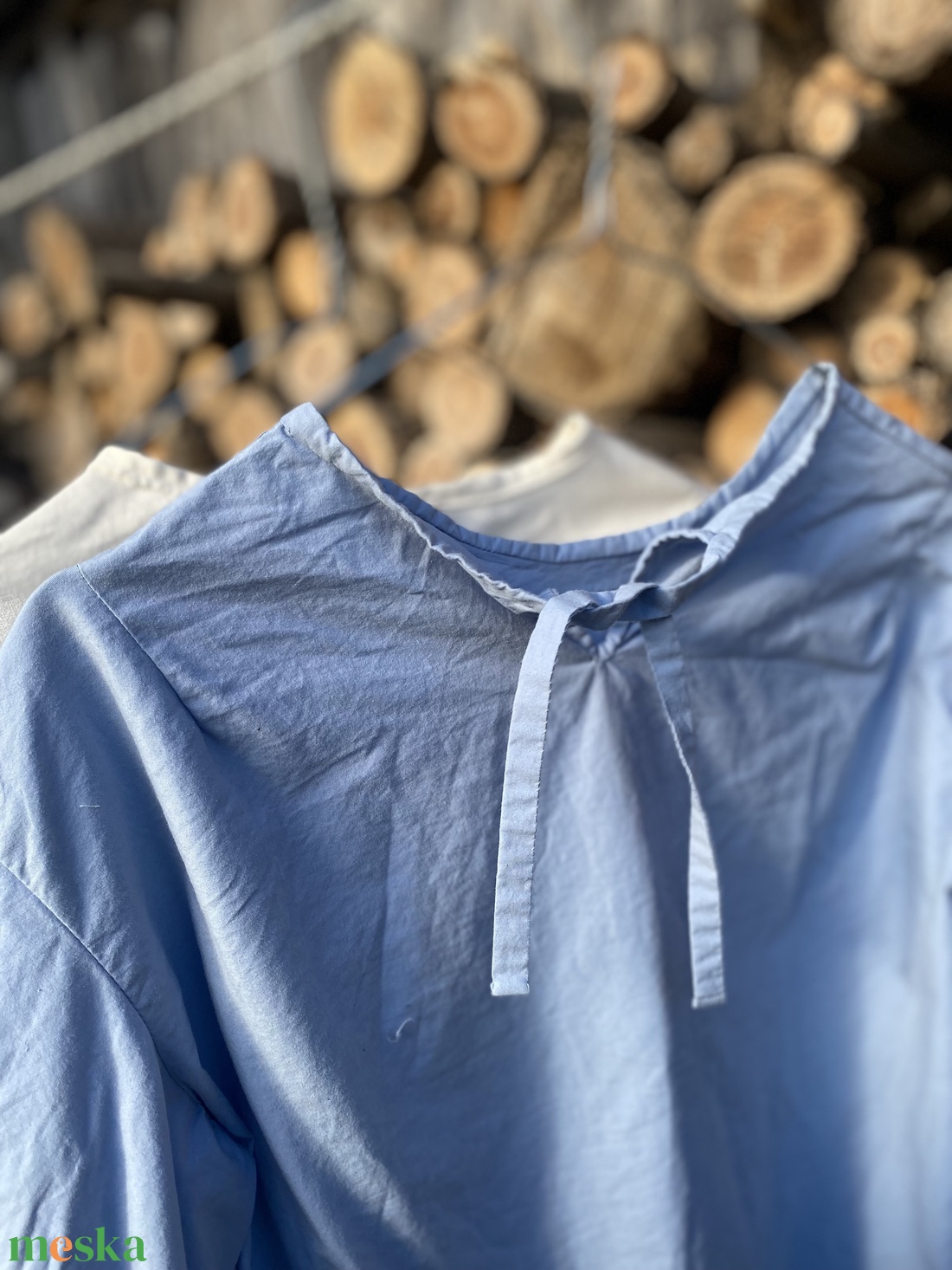 Bő ujjú blúz pamutvászonból  - ruha & divat - női ruha - blúz - Meska.hu