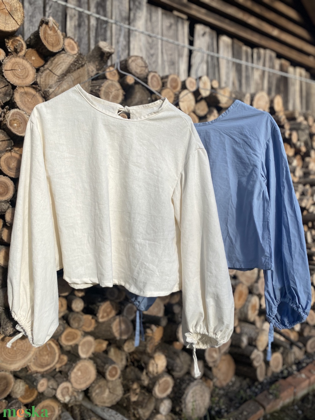 Bő ujjú blúz pamutvászonból  - ruha & divat - női ruha - blúz - Meska.hu