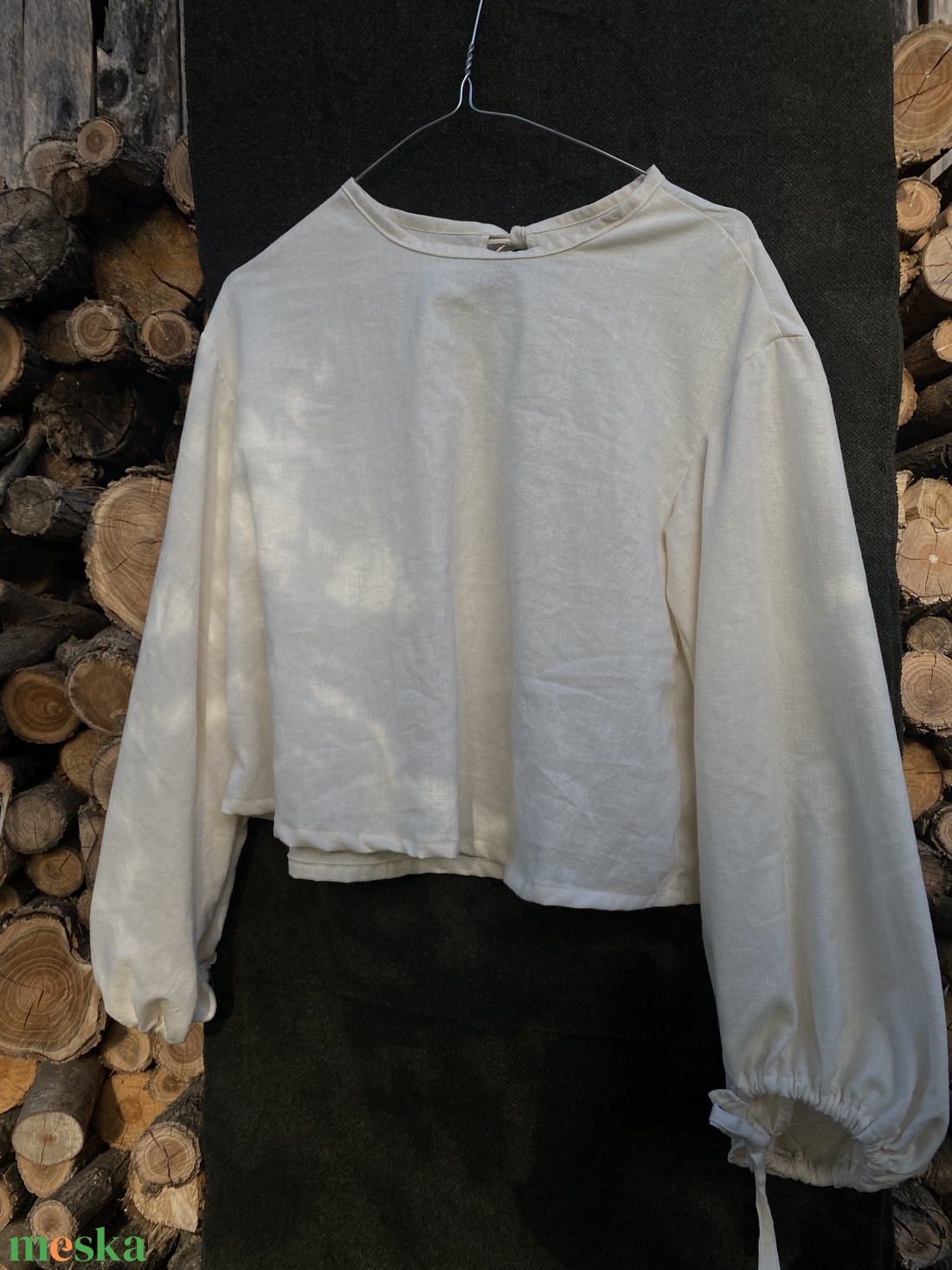 Bő ujjú blúz pamutvászonból  - ruha & divat - női ruha - blúz - Meska.hu