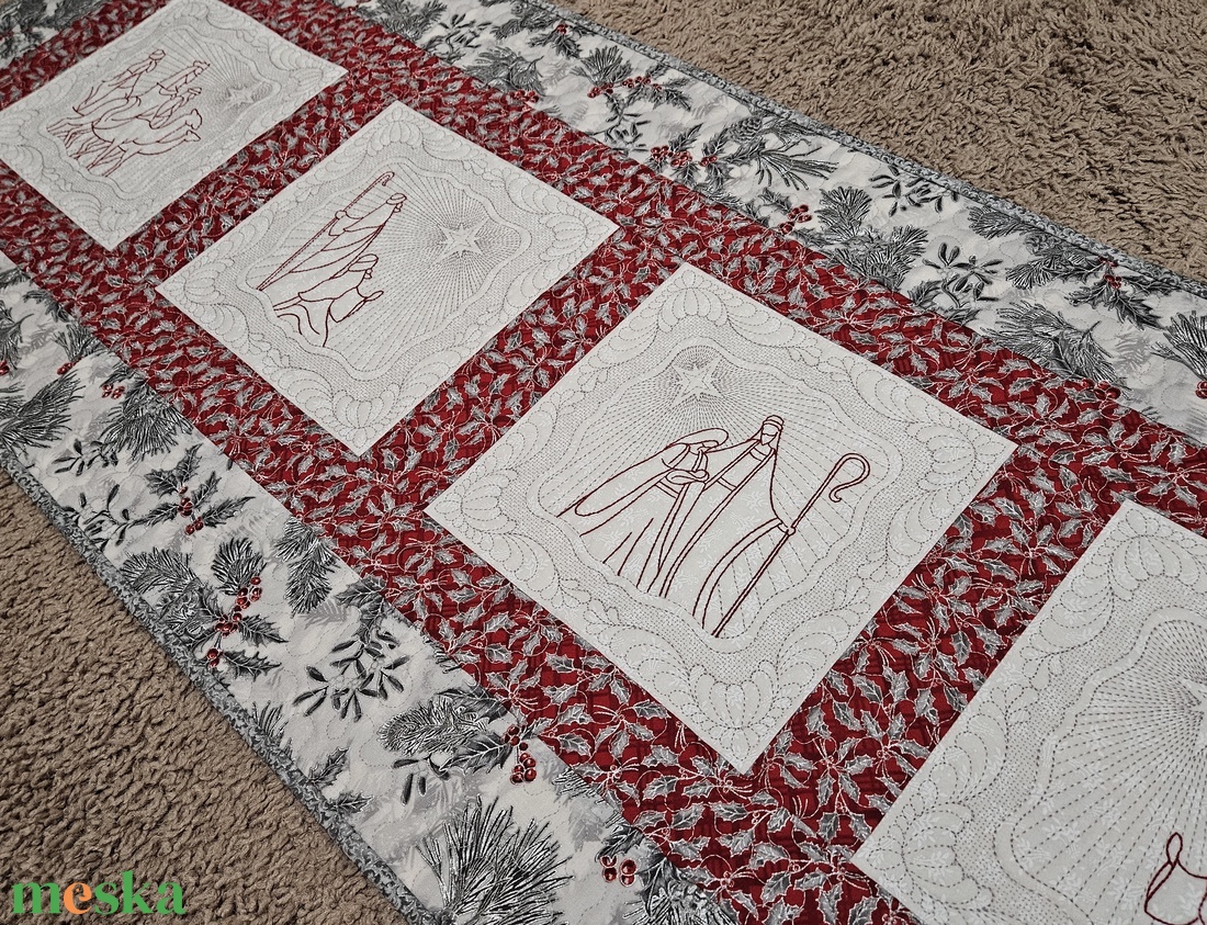 Betlehem (bordó - ezüst) szett - otthon & életmód - konyhafelszerelés, tálalás - tálalás - terítő - Meska.hu