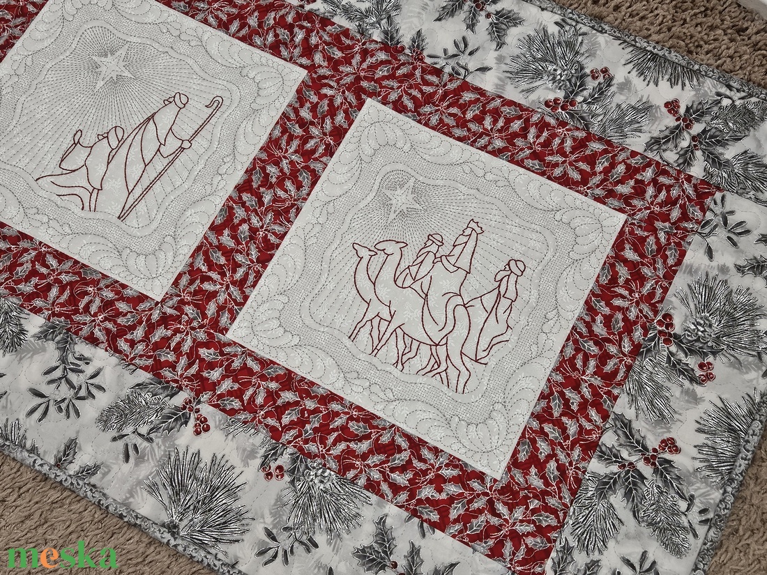 Betlehem (bordó - ezüst) szett - otthon & életmód - konyhafelszerelés, tálalás - tálalás - terítő - Meska.hu