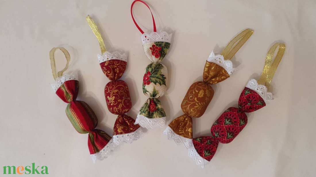 Szaloncukor szett - piros - arany - zöld - karácsony - karácsonyi lakásdekoráció - karácsonyfadíszek - Meska.hu