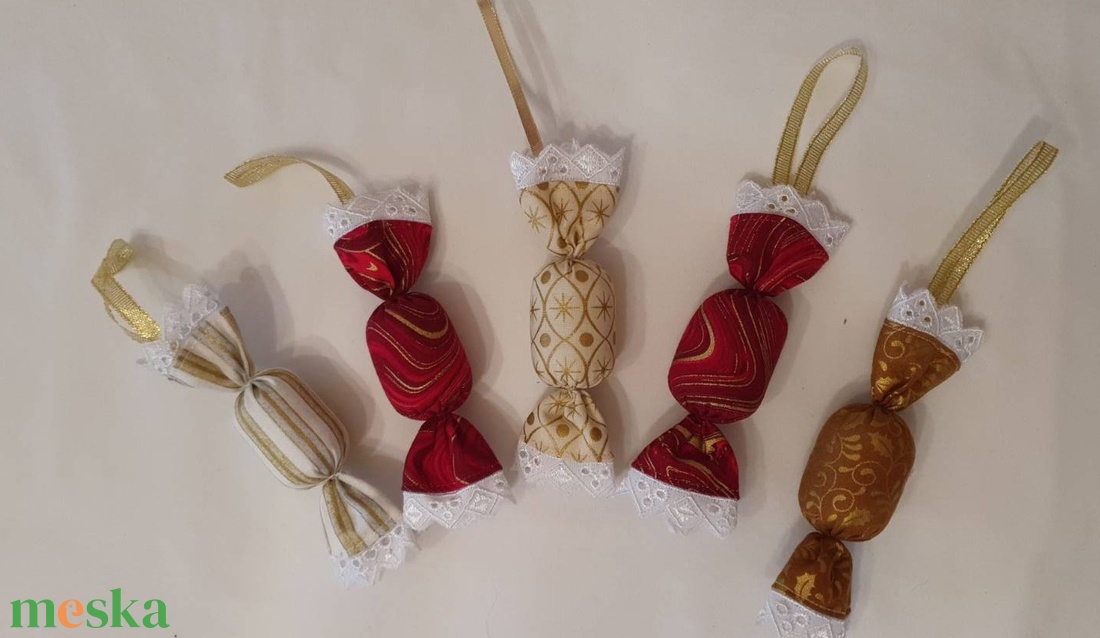 Szaloncukor szett - piros - arany - karácsony - karácsonyi lakásdekoráció - karácsonyfadíszek - Meska.hu