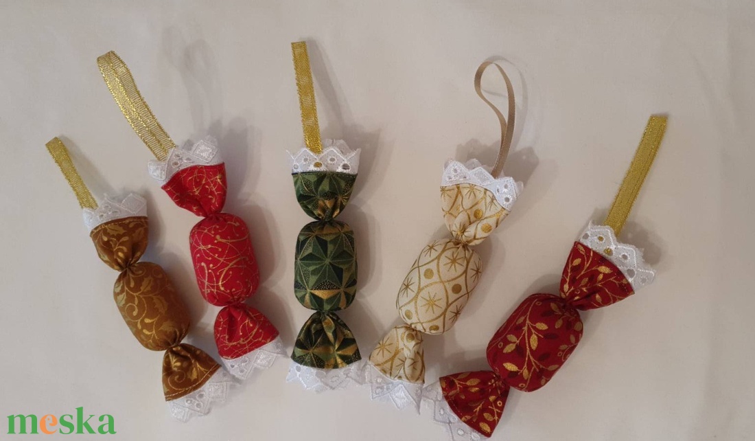Szaloncukor szett - piros - arany - zöld - karácsony - karácsonyi lakásdekoráció - karácsonyfadíszek - Meska.hu