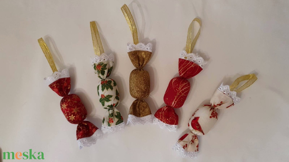 Szaloncukor szett - piros - arany - zöld - karácsony - karácsonyi lakásdekoráció - karácsonyfadíszek - Meska.hu