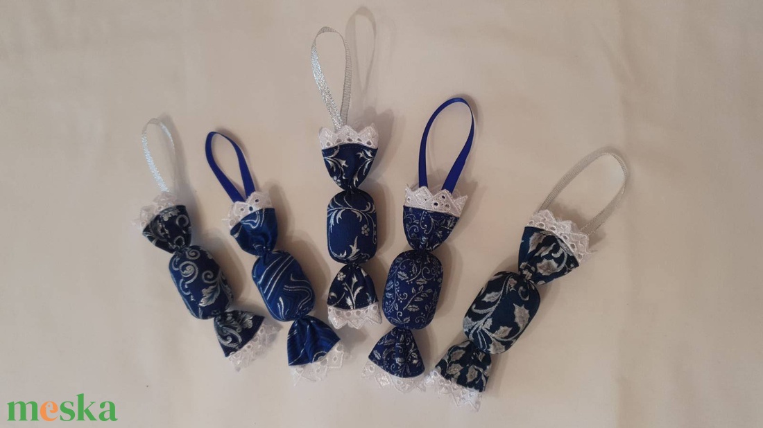 Szaloncukor szett - kék-ezüst - karácsony - karácsonyi lakásdekoráció - karácsonyfadíszek - Meska.hu