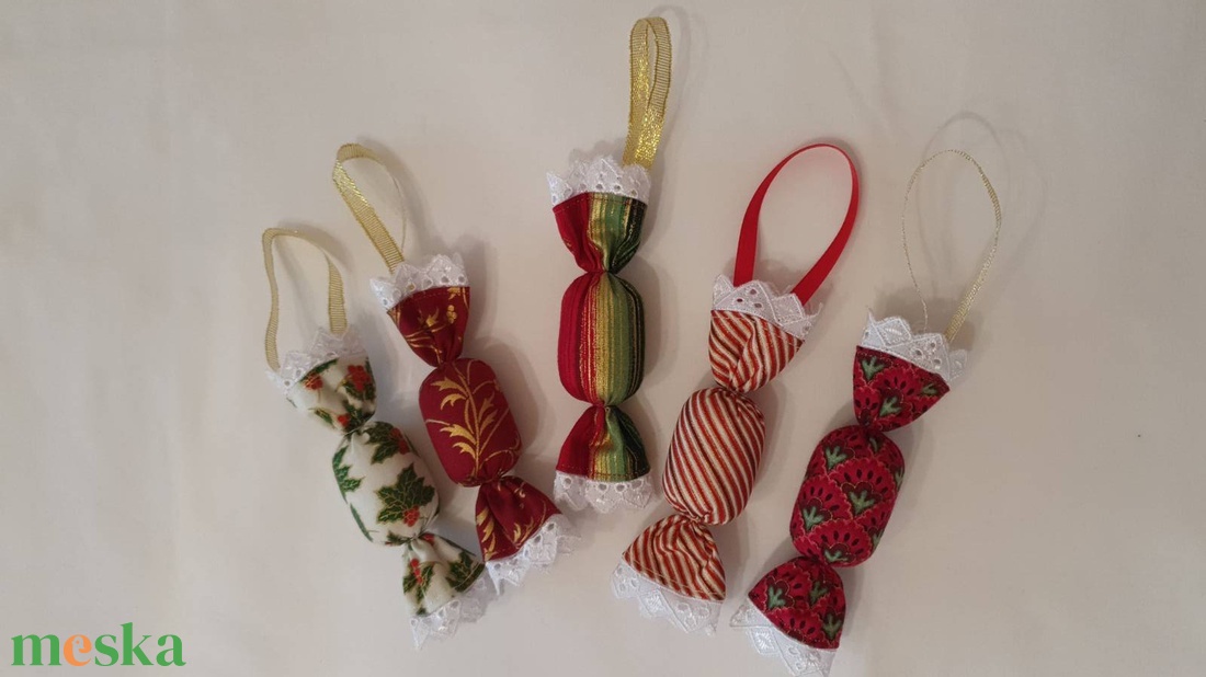 Szaloncukor szett - piros - arany - zöld - karácsony - karácsonyi lakásdekoráció - karácsonyfadíszek - Meska.hu