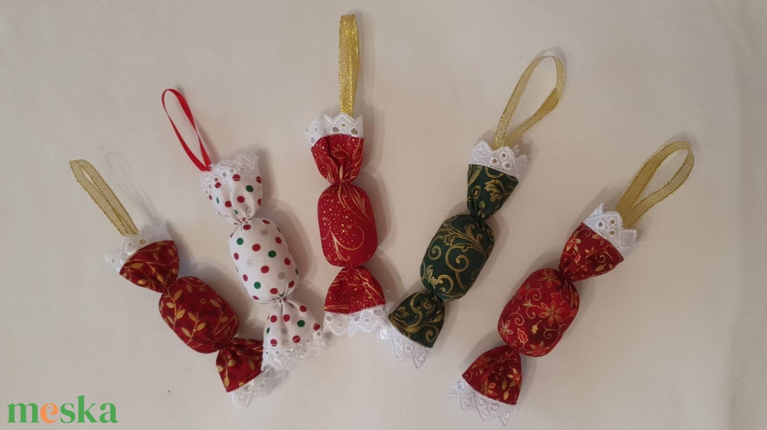 Szaloncukor szett - piros - arany - zöld - karácsony - karácsonyi lakásdekoráció - karácsonyfadíszek - Meska.hu