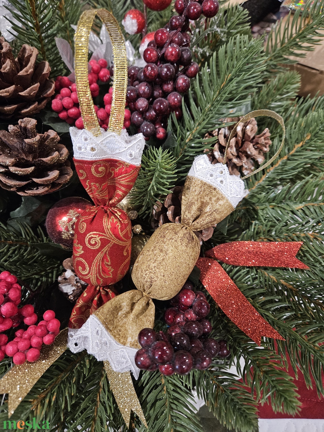 Szaloncukor szett - bordó - arany - karácsony - karácsonyi lakásdekoráció - karácsonyfadíszek - Meska.hu