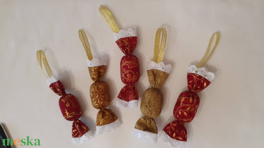 Szaloncukor szett - bordó - arany - karácsony - karácsonyi lakásdekoráció - karácsonyfadíszek - Meska.hu