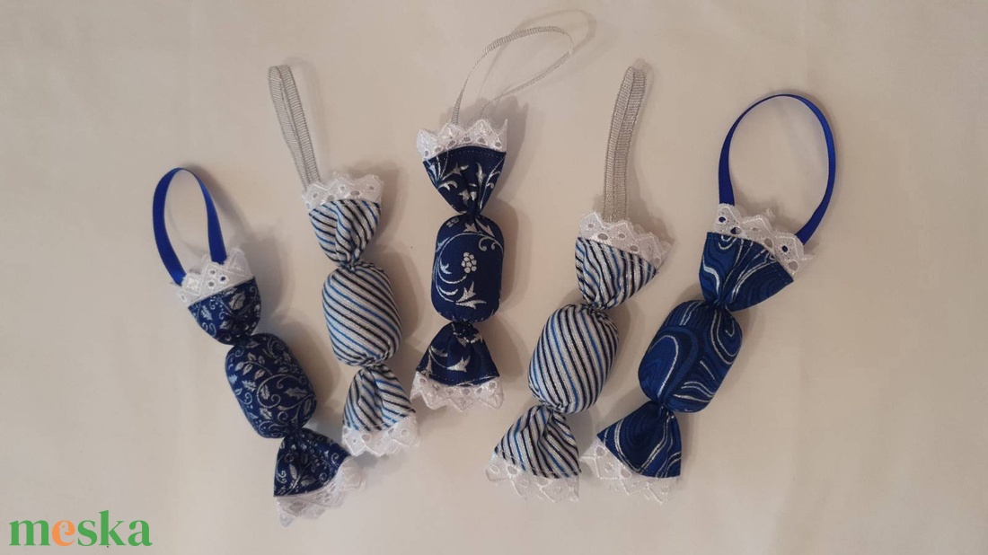 Szaloncukor szett - kék-ezüst - karácsony - karácsonyi lakásdekoráció - karácsonyfadíszek - Meska.hu