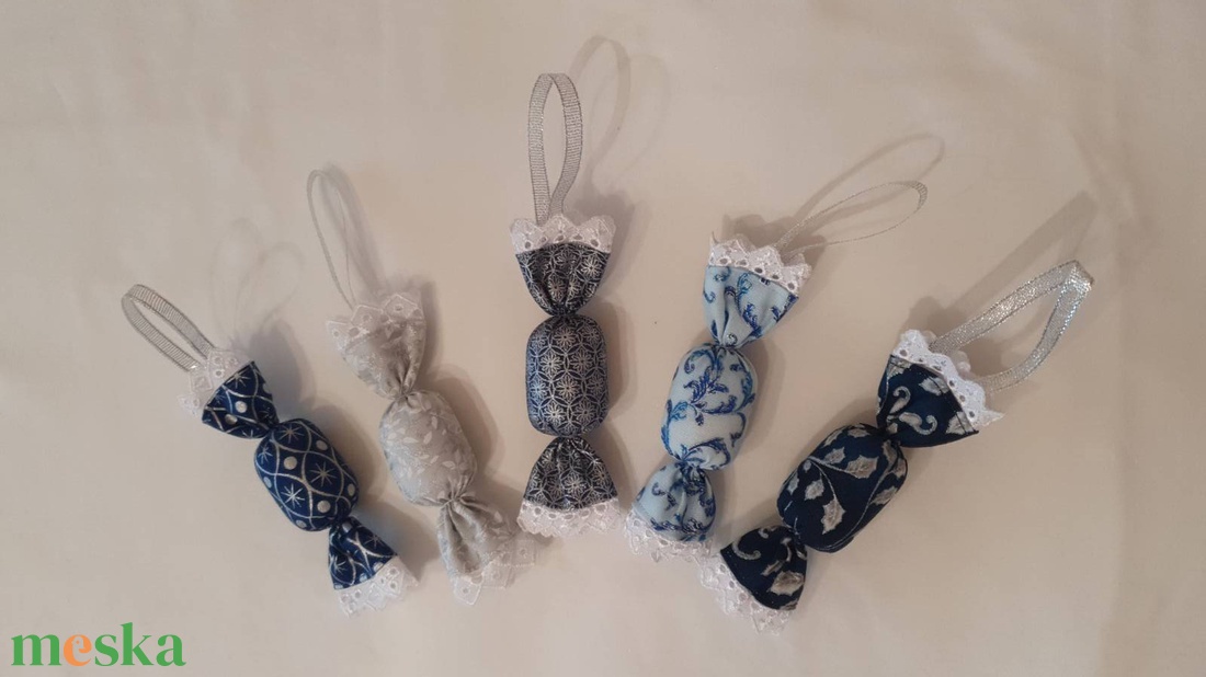 Szaloncukor szett- kék-ezüst - karácsony - karácsonyi lakásdekoráció - karácsonyfadíszek - Meska.hu