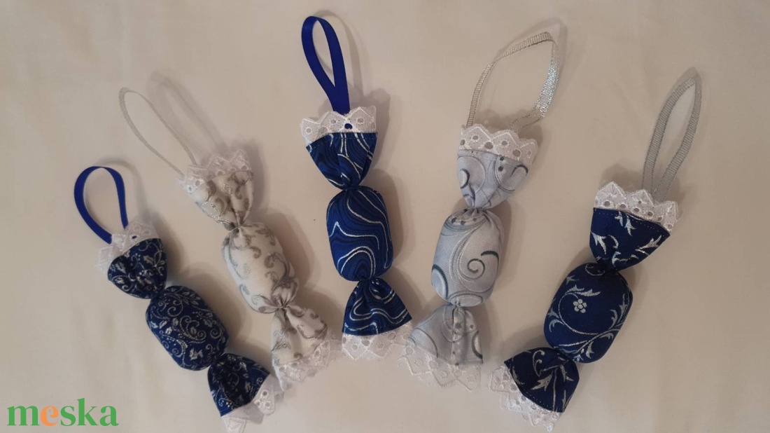 Szaloncukor szett - kék - ezüst - karácsony - karácsonyi lakásdekoráció - karácsonyfadíszek - Meska.hu