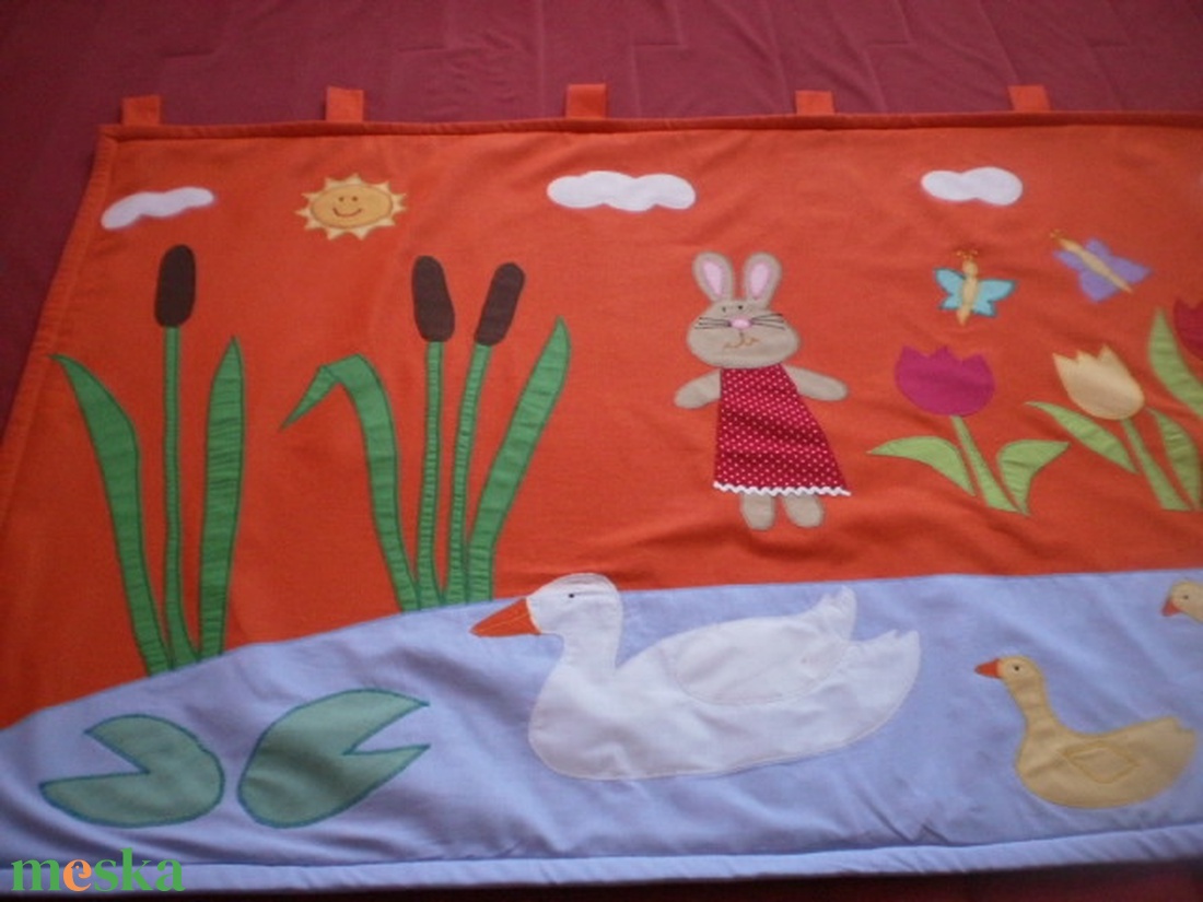 Nyuszikás - libuskás falvédő - megrendelésre! - baba - mama - babaszoba dekoráció - falvédő gyerekszobába - Meska.hu