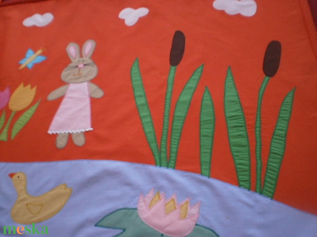 Nyuszikás - libuskás falvédő - megrendelésre! - baba - mama - babaszoba dekoráció - falvédő gyerekszobába - Meska.hu