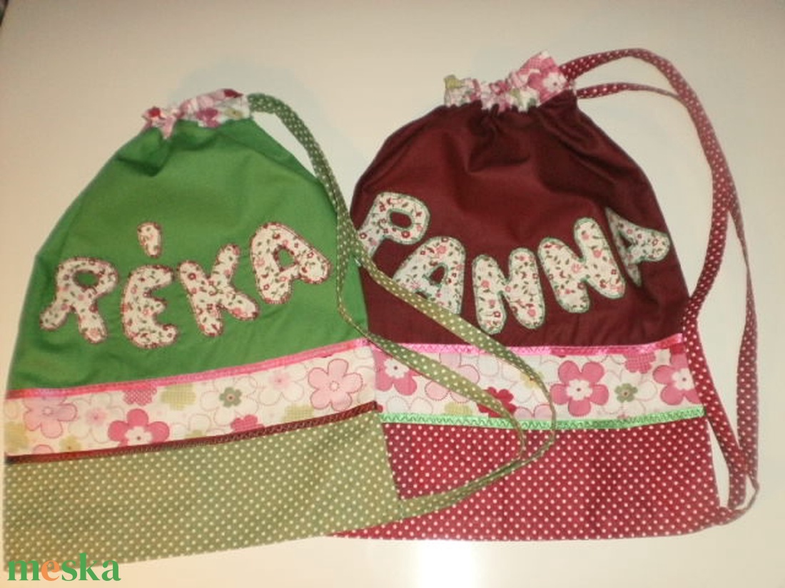 Két névfeliratos tornazsák - táska & tok - hátizsák - tornazsák, gymbag - Meska.hu