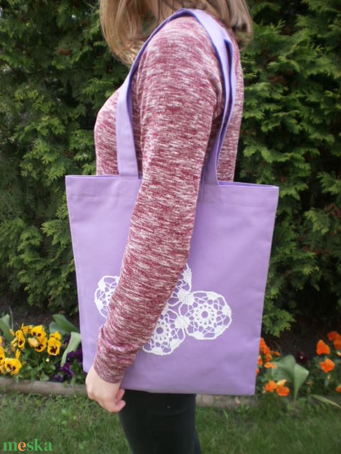 Lady Lavender...Csipkés lila szatyor - táska & tok - bevásárlás & shopper táska - shopper, textiltáska, szatyor - Meska.hu Lady Lavender...Csipkés lila szatyor - táska & tok - bevásárlás & shopper táska - shopper, textiltáska, szatyor - Meska.hu