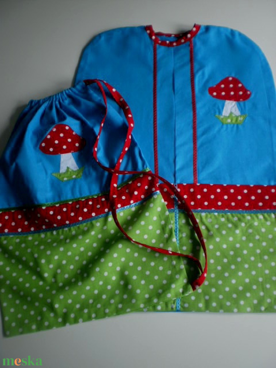  Pisztácia - királykék - türkiz ovizsák szett gomba jellel - játék & sport - ovis felszerelés - ovis szett - Meska.hu