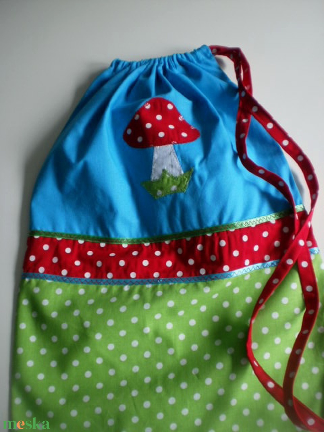  Pisztácia - királykék - türkiz ovizsák szett gomba jellel - játék & sport - ovis felszerelés - ovis szett - Meska.hu