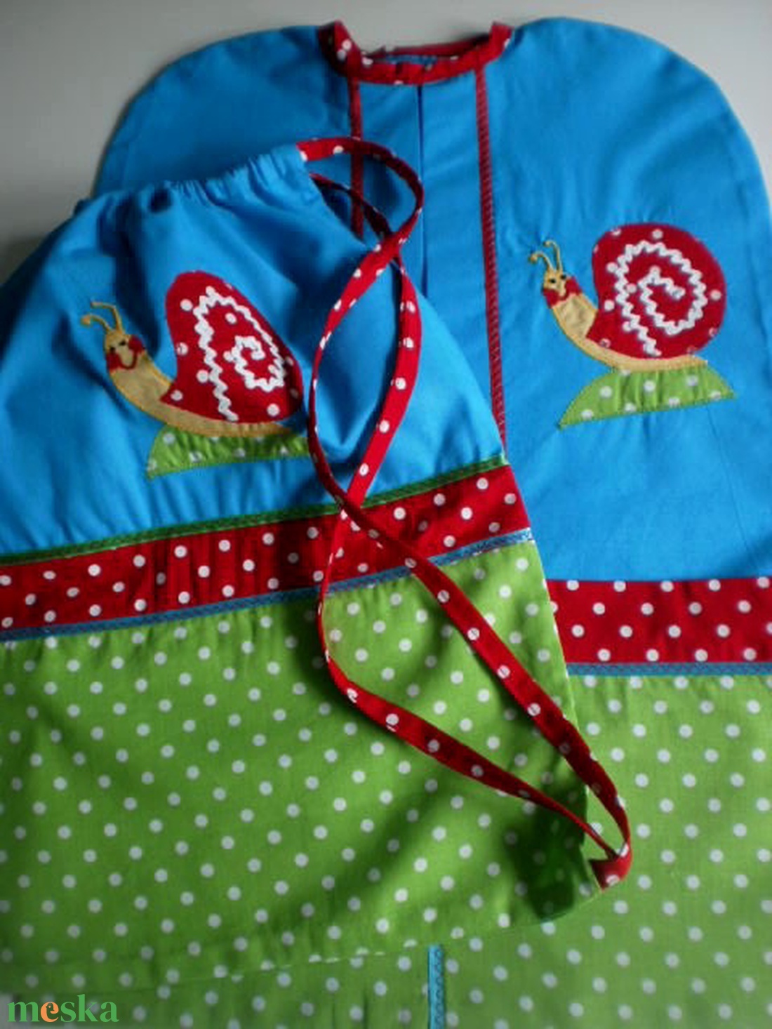 Pisztácia - királykék - türkiz ovizsák szett csiga-biga jellel - játék & sport - ovis felszerelés - ovis szett - Meska.hu