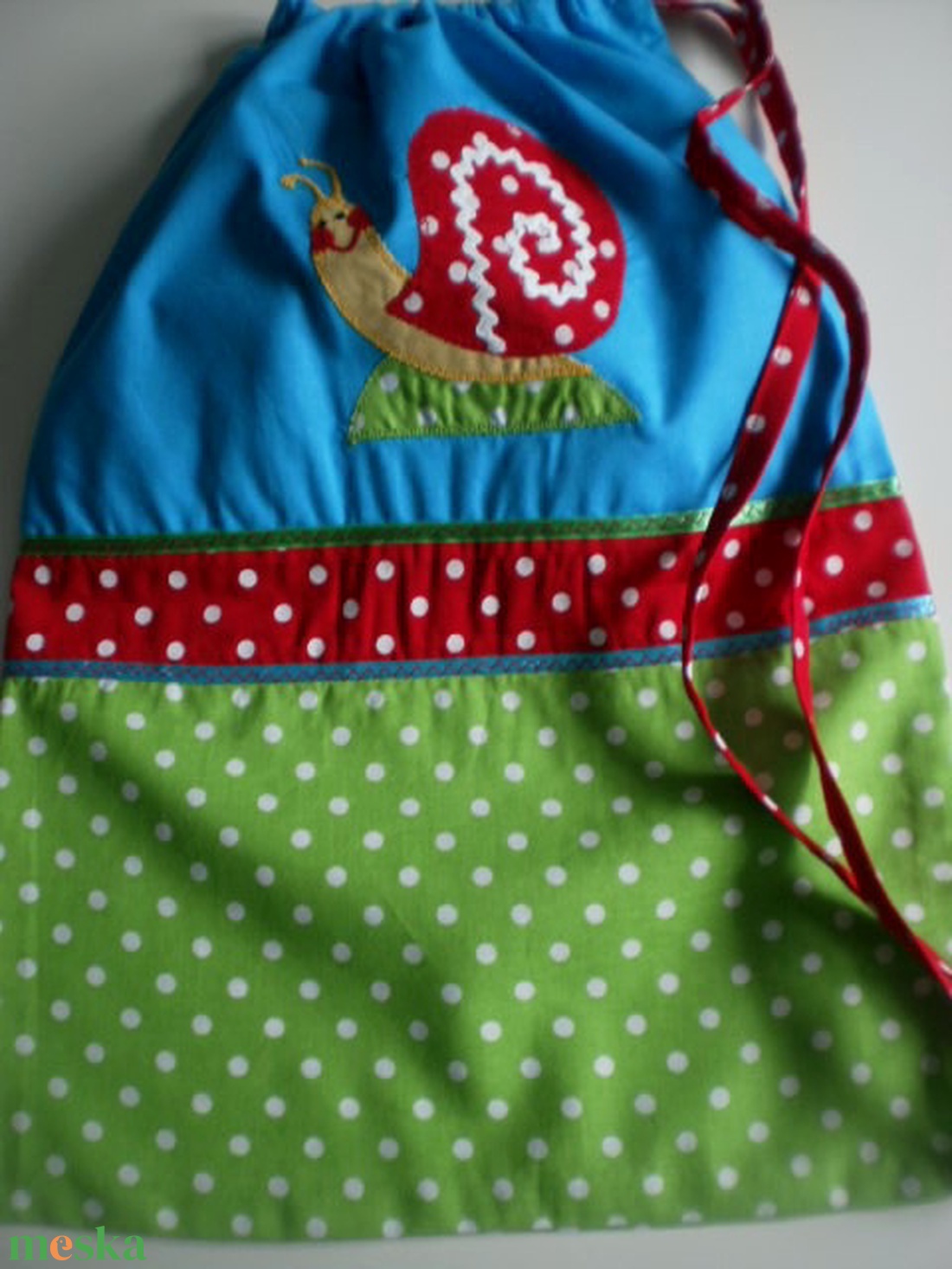 Pisztácia - királykék - türkiz ovizsák szett csiga-biga jellel - játék & sport - ovis felszerelés - ovis szett - Meska.hu