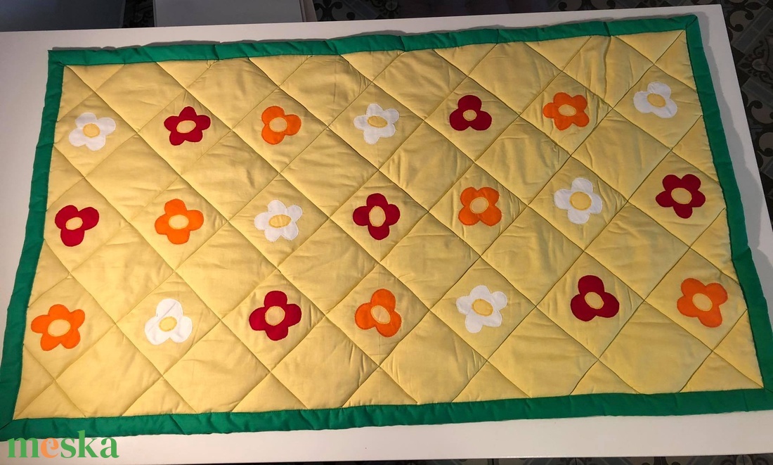 Rendelhető!!! Vaníliasárga virágos ágytakaró  - otthon & életmód - lakástextil - ágytakaró - Meska.hu