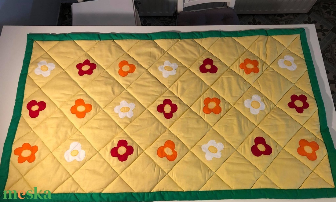 Rendelhető!!! Vaníliasárga virágos ágytakaró  - otthon & életmód - lakástextil - ágytakaró - Meska.hu