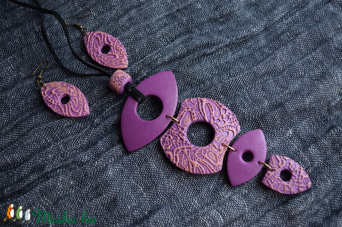 Narancs-barna lógós szett - ékszer - ékszerszett - Meska.hu