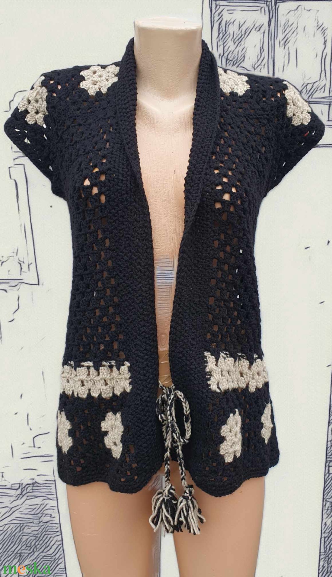 Horgolt mellény - ruha & divat - női ruha - mellény - Meska.hu