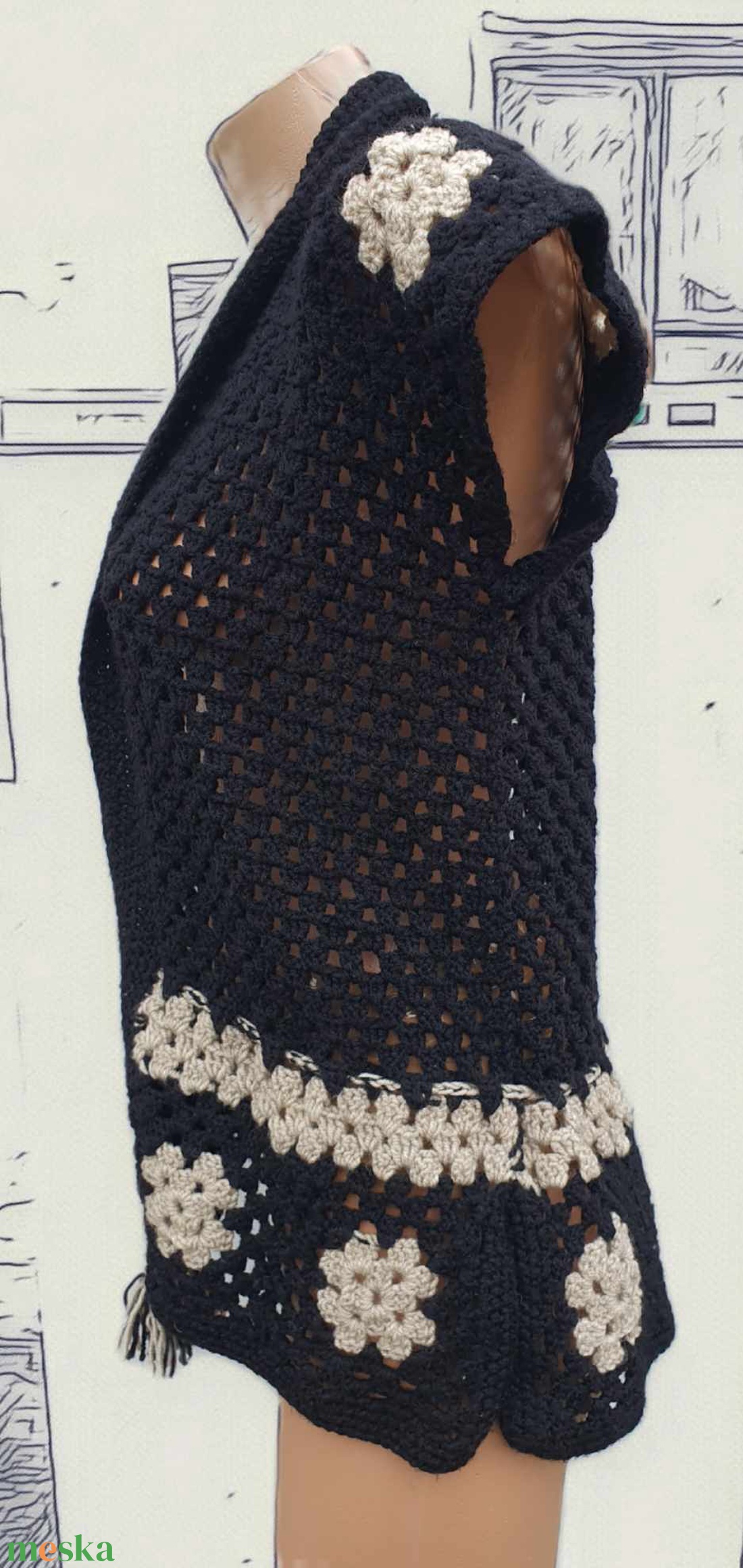 Horgolt mellény - ruha & divat - női ruha - mellény - Meska.hu