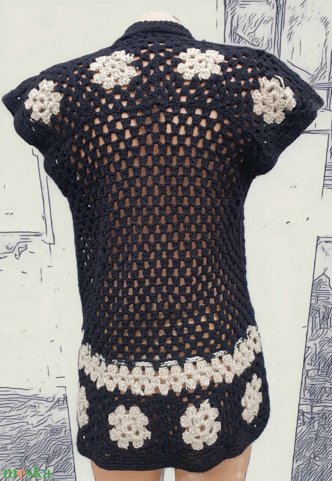 Horgolt mellény - ruha & divat - női ruha - mellény - Meska.hu