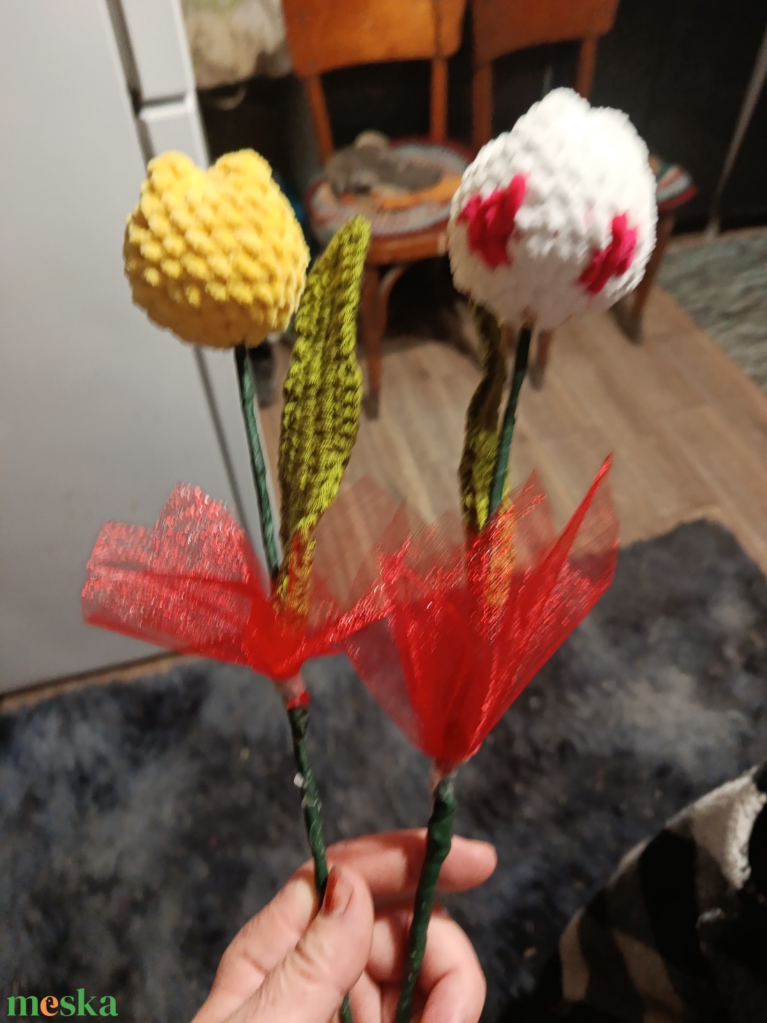 Horgolt Tulipán Nőnapra - kellékek & szerszámok - dekorációs kellékek - virágfej - Meska.hu