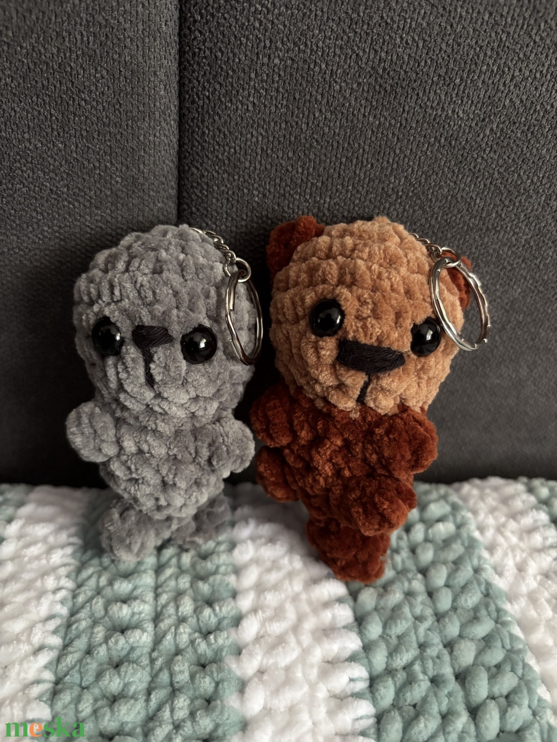 fóka és vidra páros kulcstartó - táska & tok - kulcstartó & táskadísz - kulcstartó - Meska.hu
