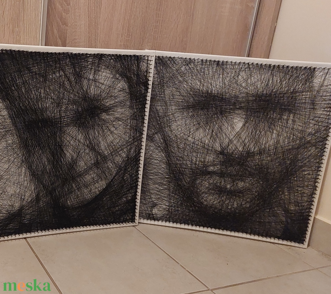 Portré fonalgrafika, StringArt látványterv egyedi mérethez - karácsony előtt, személyes átadással még lehetséges - művészet - portré & karikatúra - portré - Meska.hu