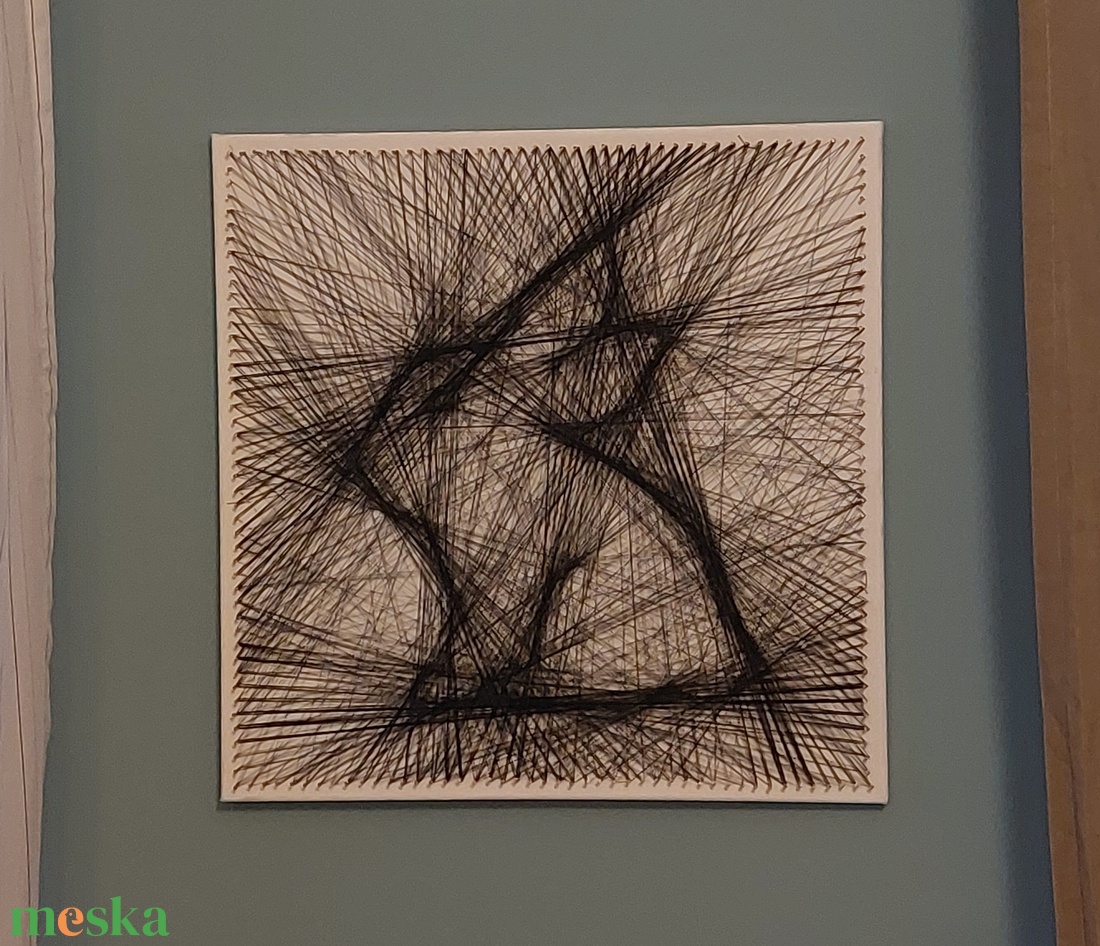 Vonalrajz fonalgrafika, StringArt - akár karácsonyra - csillagjegy jele, szimbólum, céglogó, egyéni vicces ábra - művészet - textilkép - egyéb - Meska.hu