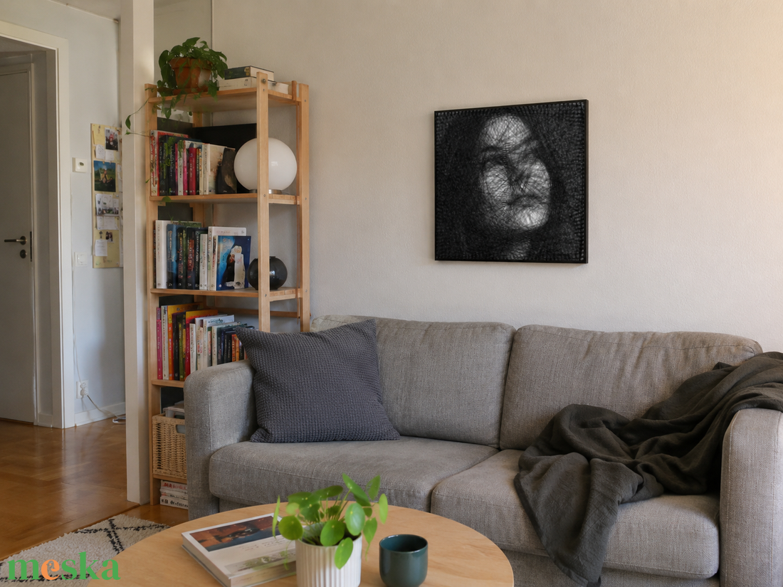 Csak cérna formálja a képet - StringArt portré, vonalrajz, fonalgrafika, FonalArc - művészet - textilkép - egyéb - Meska.hu