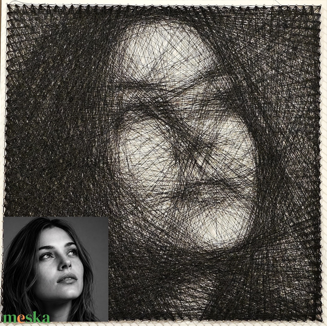 Csak cérna formálja a képet - StringArt portré, vonalrajz, fonalgrafika, FonalArc - művészet - textilkép - egyéb - Meska.hu
