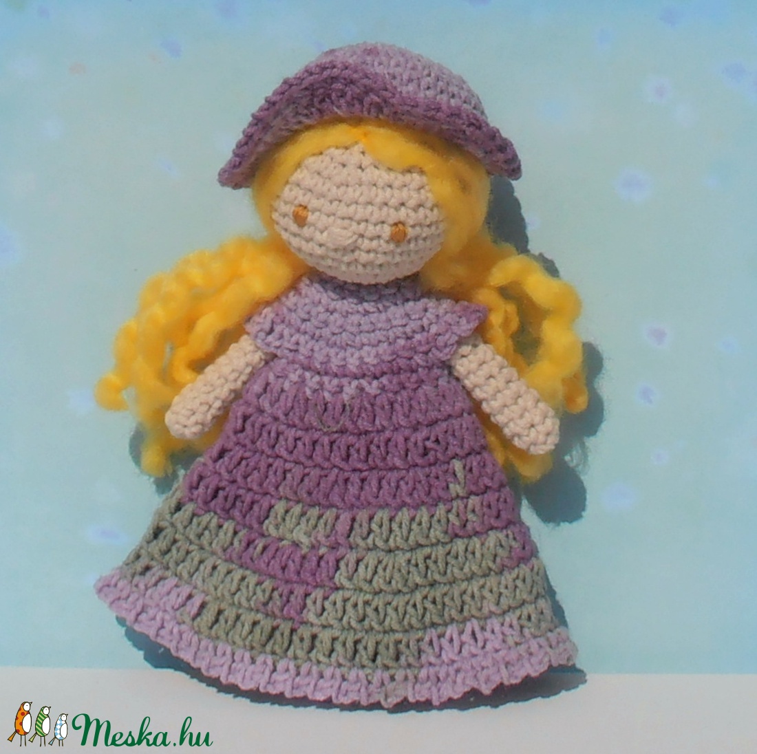 Levendula kalapos baba, kézzel készített baba -  - Meska.hu