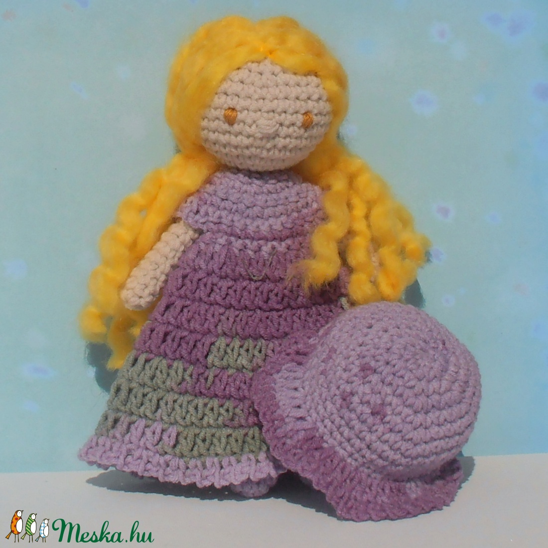 Levendula kalapos baba, kézzel készített baba -  - Meska.hu