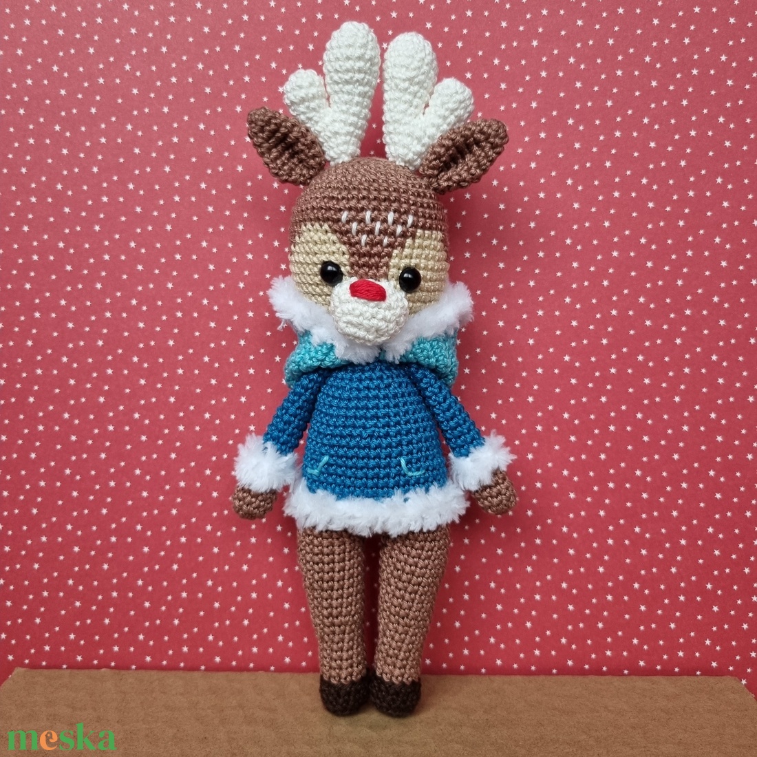 Horgolt Rudolf szarvas amigurumi - karácsony - karácsonyi lakásdekoráció - karácsonyi manók, figurák - Meska.hu