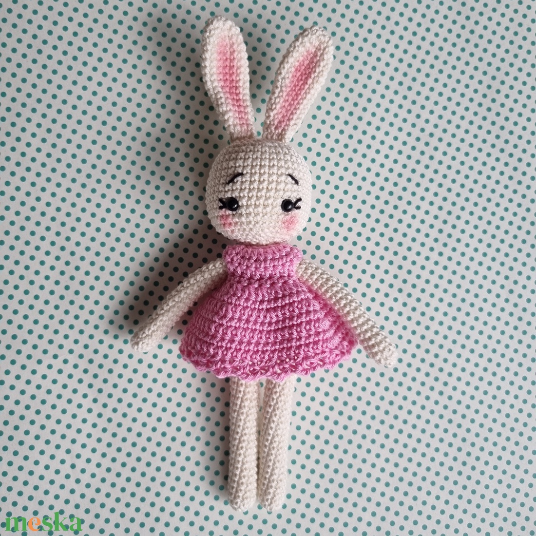 Horgolt nyuszi amigurumi rózsaszín ruhában - játék & sport - plüssállat & játékfigura - nyuszi - Meska.hu