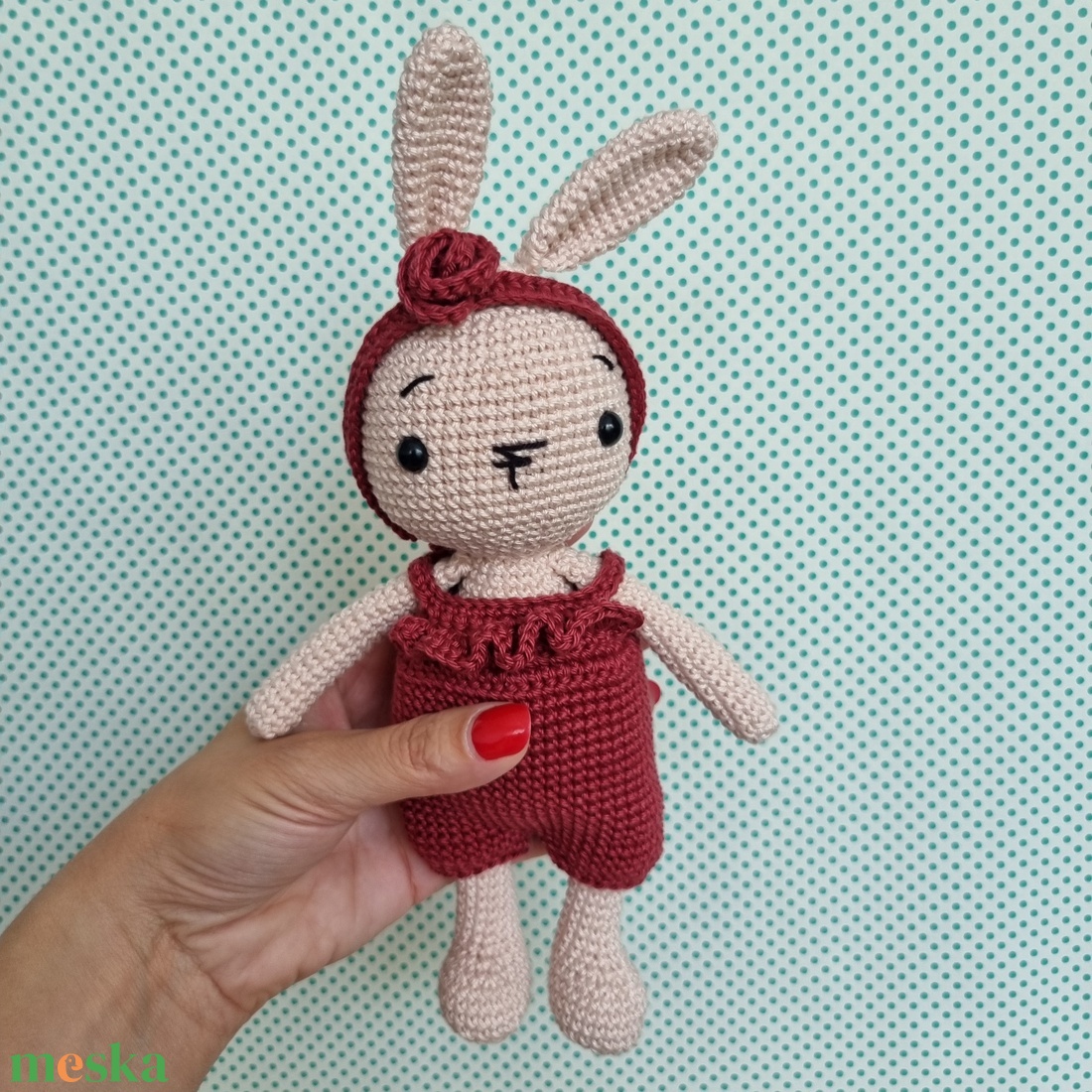 Horgolt rózsaszín nyuszi amigurumi - játék & sport - plüssállat & játékfigura - nyuszi - Meska.hu