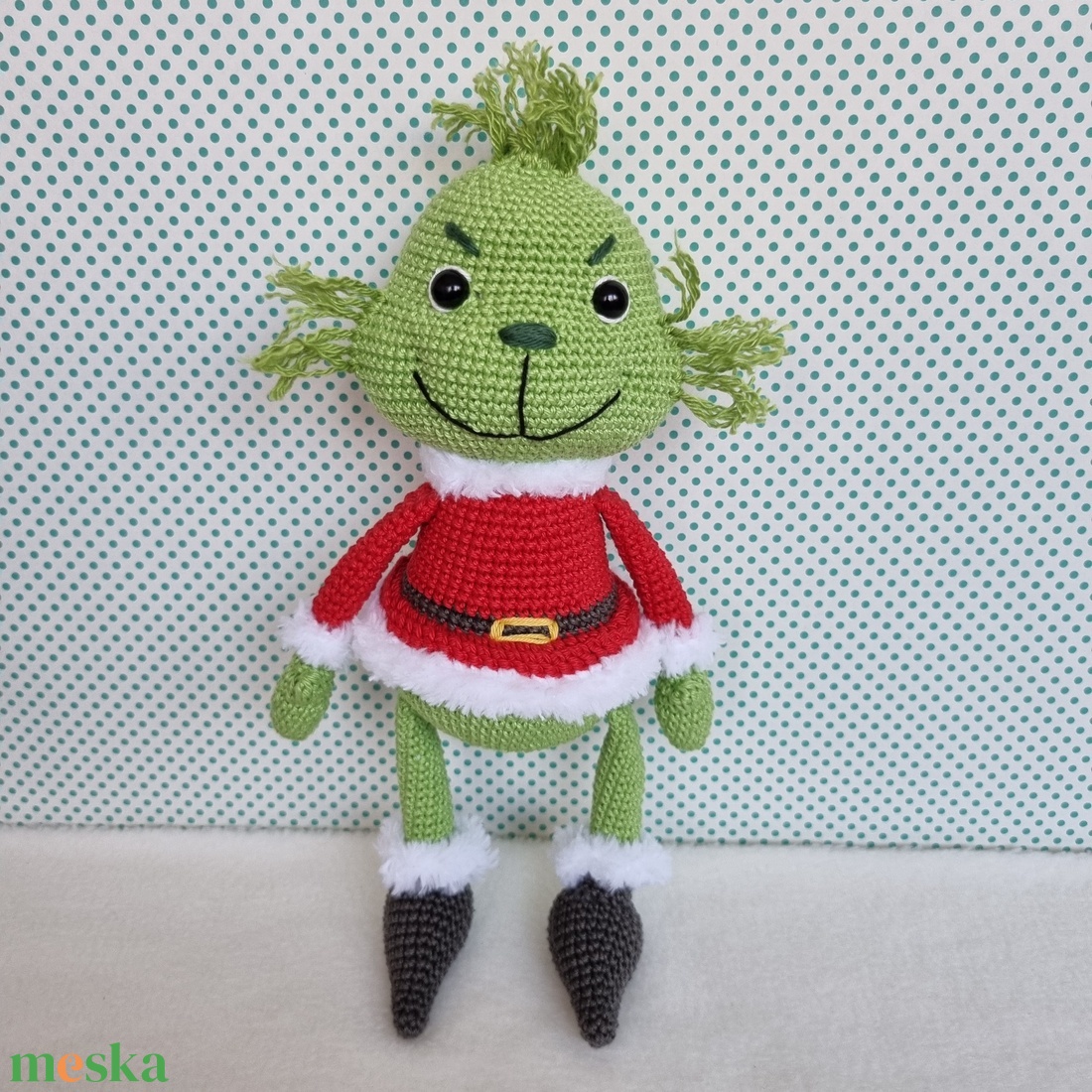 Horgolt Grincs amigurumi #2 - karácsony - karácsonyi lakásdekoráció - karácsonyi manók, figurák - Meska.hu