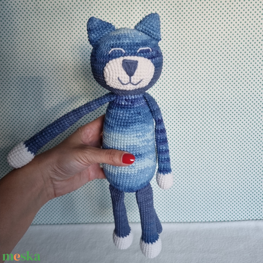 Horgolt kék macska amigurumi - játék & sport - plüssállat & játékfigura - cica - Meska.hu Horgolt kék macska amigurumi - játék & sport - plüssállat & játékfigura - cica - Meska.hu