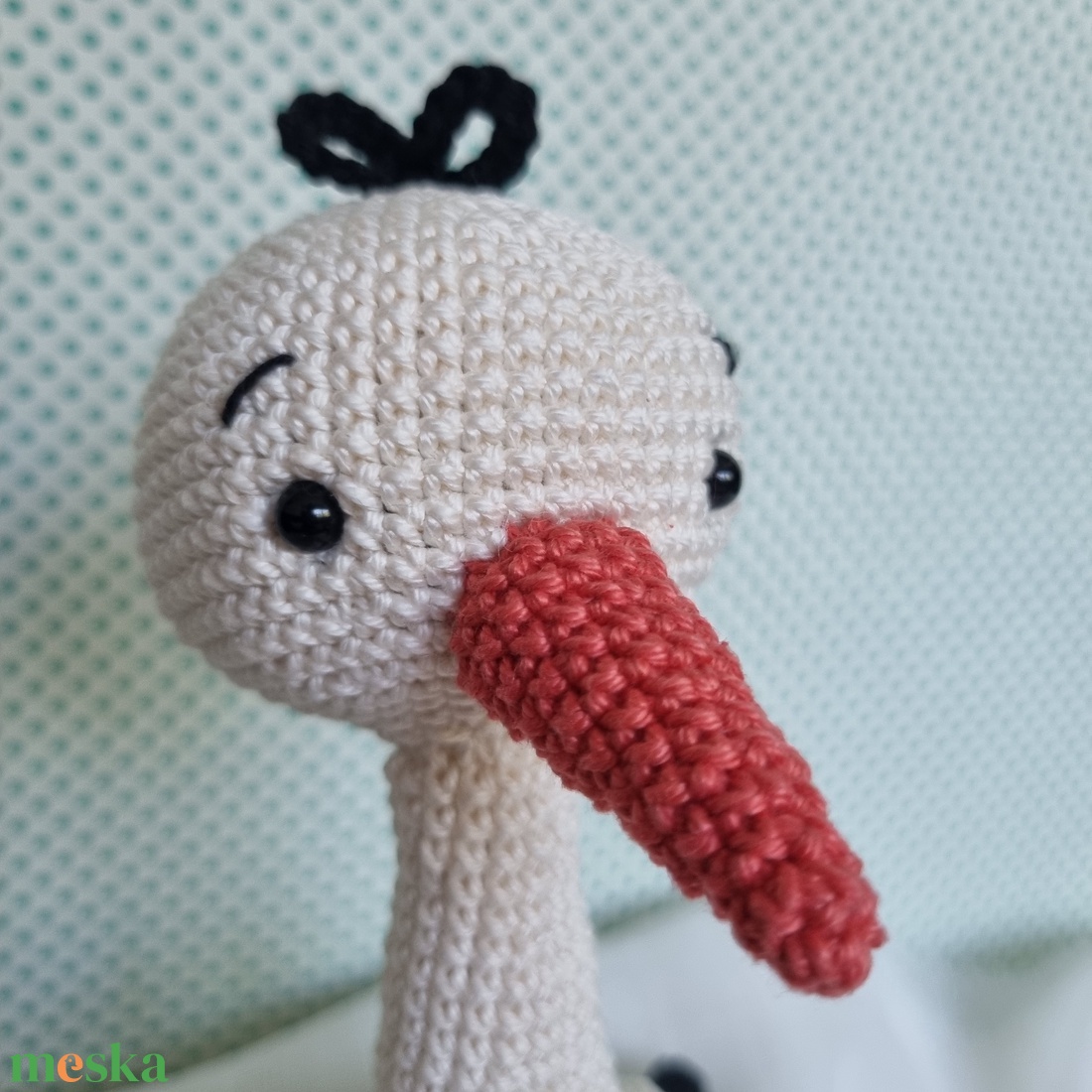 Horgolt gólya amigurumi - játék & sport - plüssállat & játékfigura - madár - Meska.hu