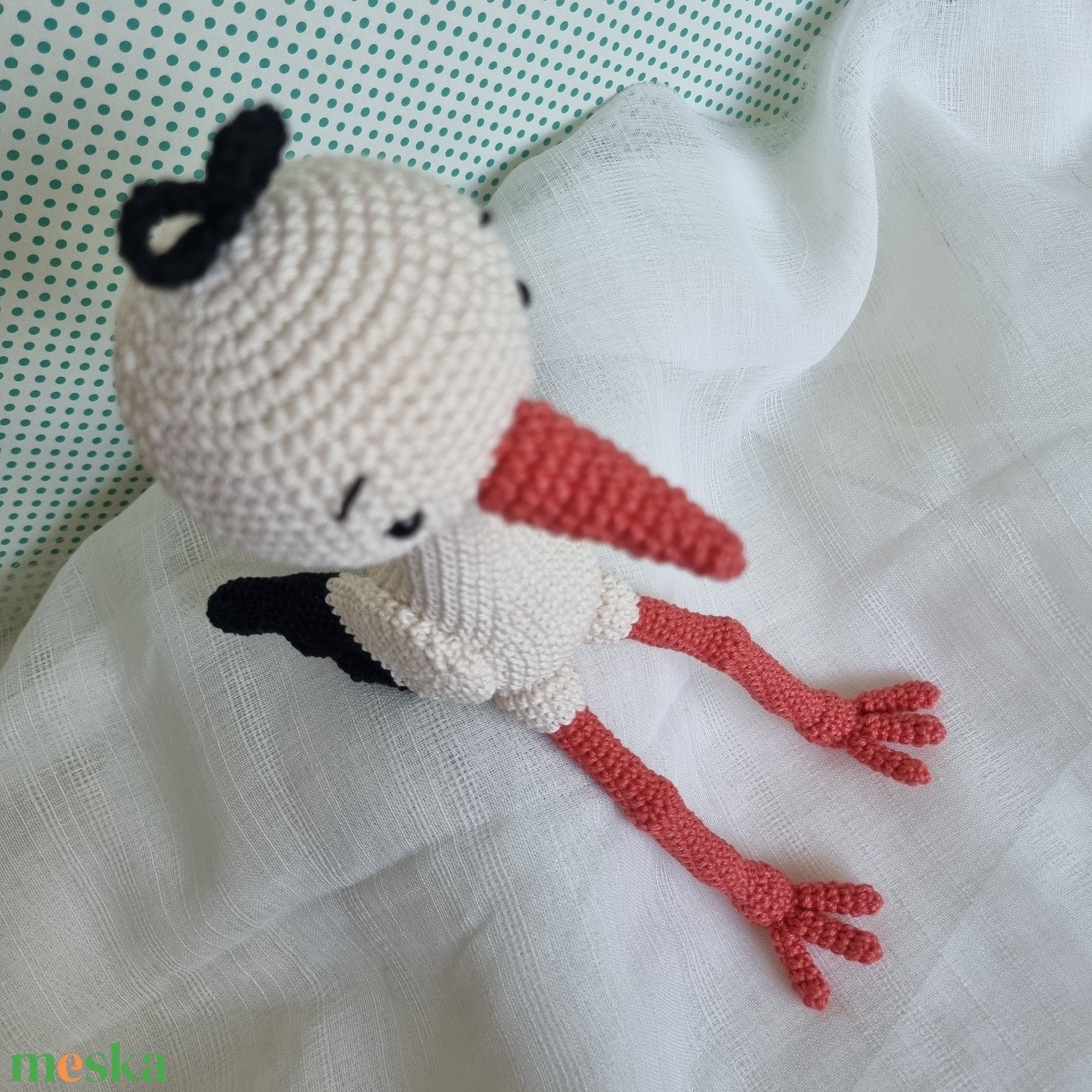 Horgolt gólya amigurumi - játék & sport - plüssállat & játékfigura - madár - Meska.hu