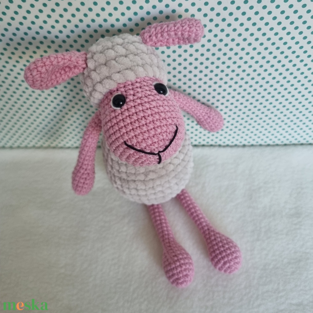 Horgolt rózsaszín bárány amigurumi - játék & sport - plüssállat & játékfigura - plüss bárány - Meska.hu