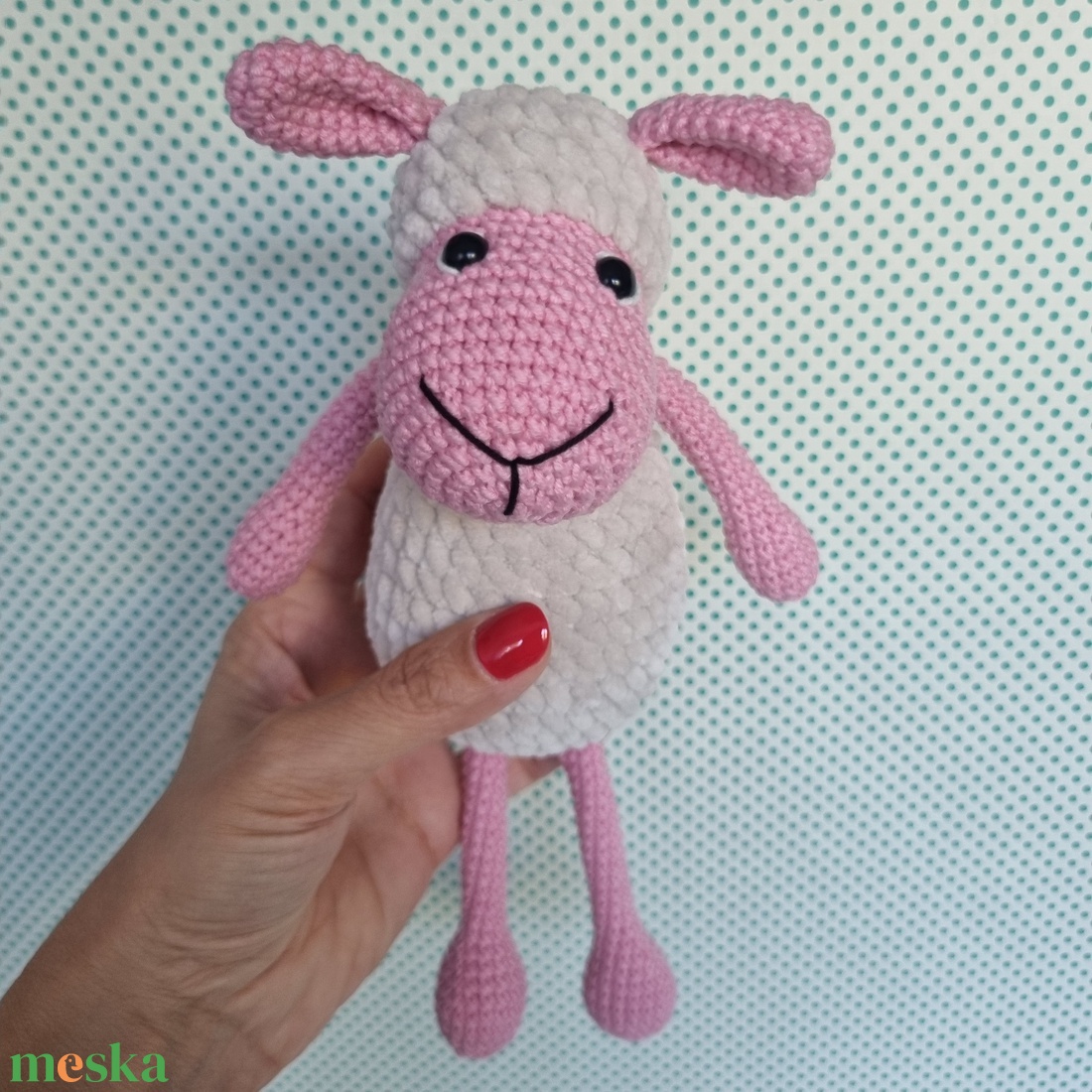 Horgolt rózsaszín bárány amigurumi - játék & sport - plüssállat & játékfigura - plüss bárány - Meska.hu