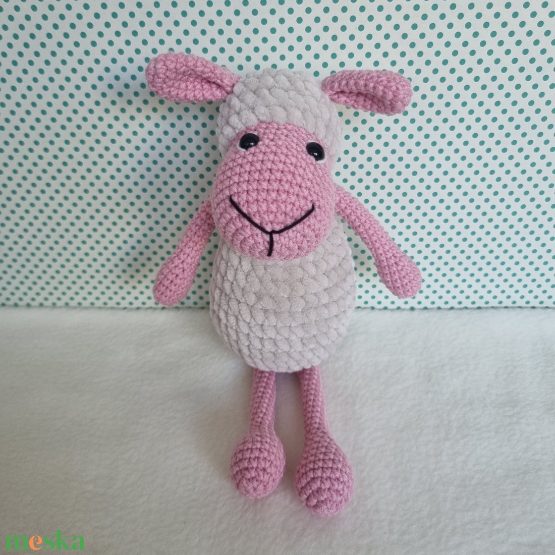 Horgolt rózsaszín bárány amigurumi - játék & sport - plüssállat & játékfigura - plüss bárány - Meska.hu