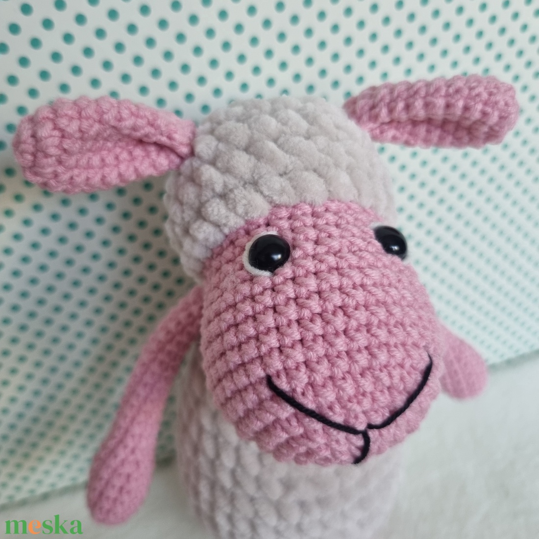 Horgolt rózsaszín bárány amigurumi - játék & sport - plüssállat & játékfigura - plüss bárány - Meska.hu